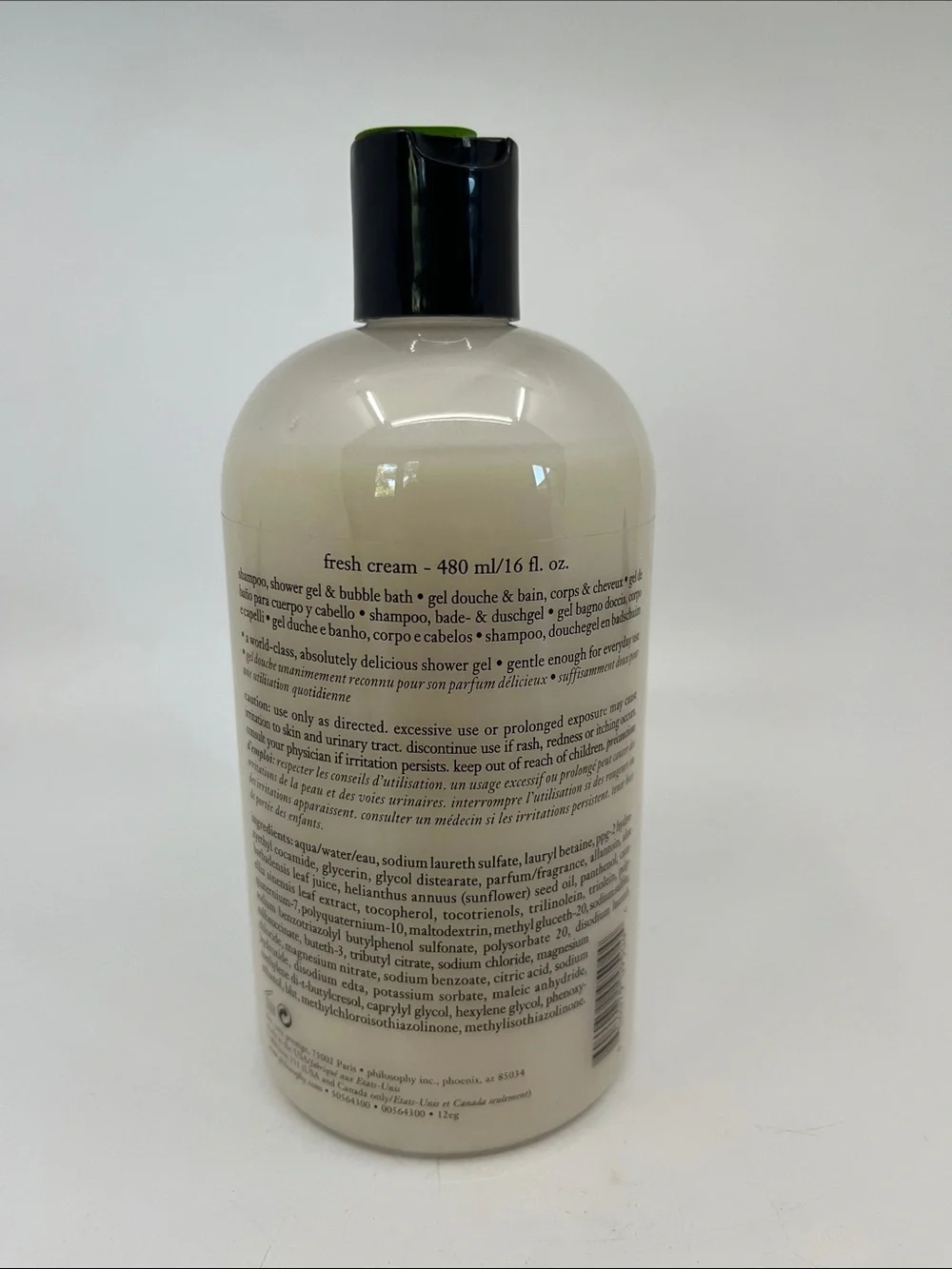 Philosophy Fresh Cream Shampoo Shower Gel Bubble Bath - 16 Oz.